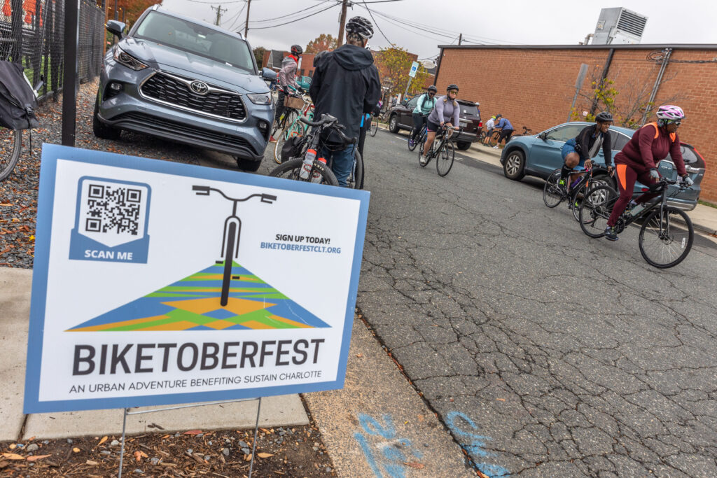 2022 Biketober Fest Sign and Bikers