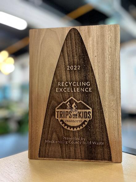 Award crafted with reclaimed wood by Carolina Urban Lumber. 
