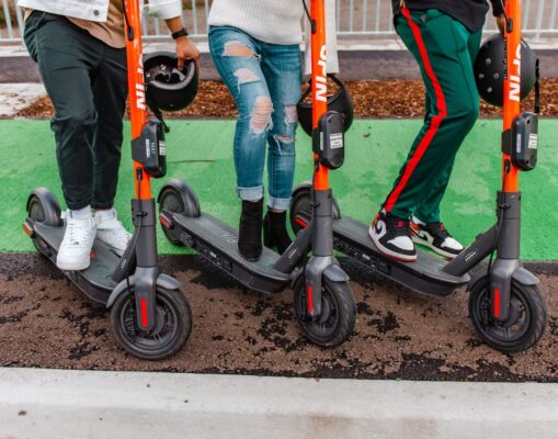 Close up of Spin scooters