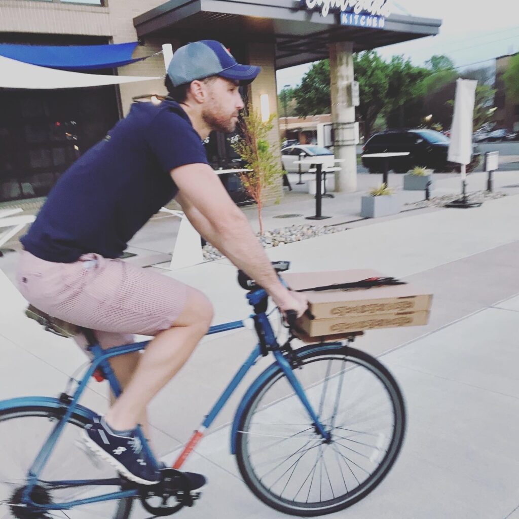 Dustin riding a bike