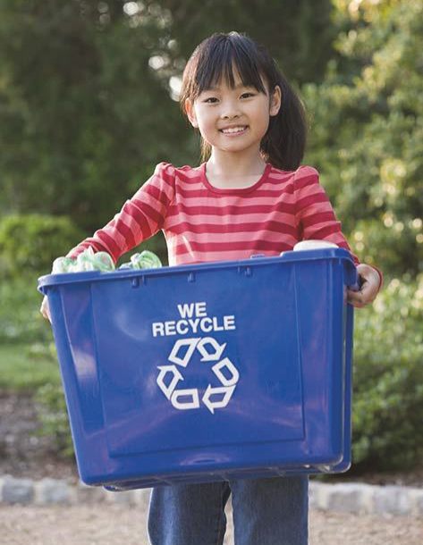 Girl recycling