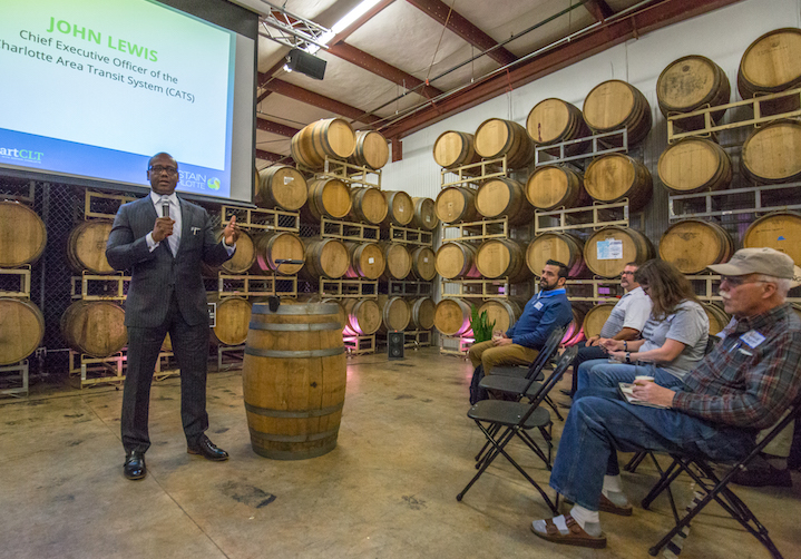 Sustain Charlotte's March 2019 Grow Smart CLT event, held at Resident Culture Brewery in Charlotte, NC. Speakers included CATS CEO John Lewis and CATS Transportation Planner Jason Lawrence.