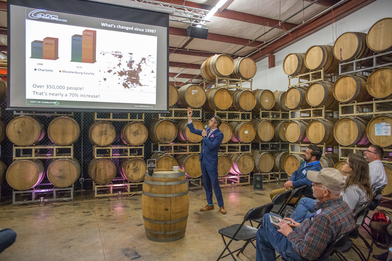 Sustain Charlotte's March 2019 Grow Smart CLT event, held at Resident Culture Brewery in Charlotte, NC. Speakers included CATS CEO John Lewis and CATS Transportation Planner Jason Lawrence.