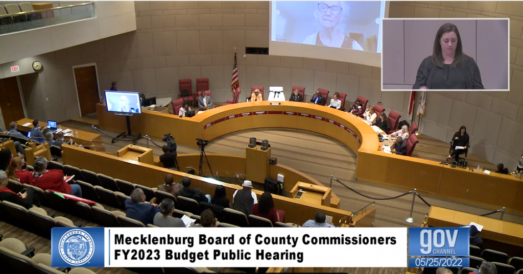 Screenshot of Meck County FY2023 Budget Public Hearing