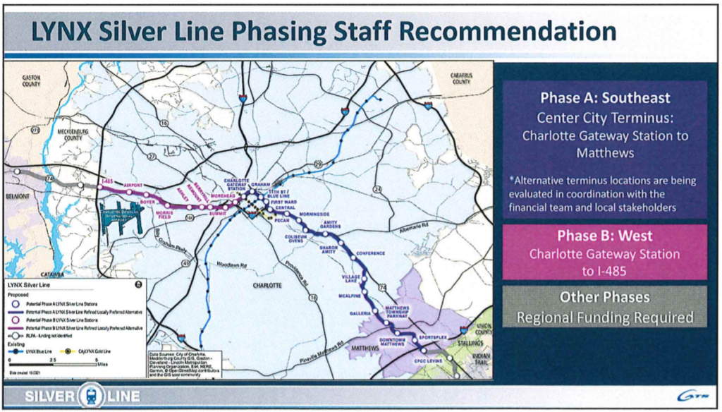 Map of proposed phases for building the Silver Line light rail (image: CATS)