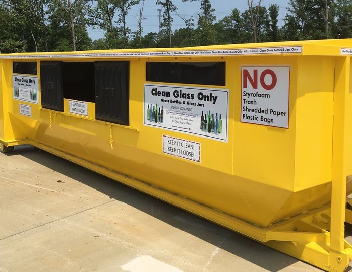 Glass recycling bin at a Mecklenburg County Recycling Center