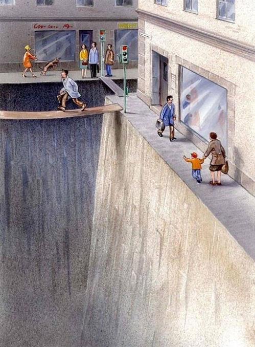 Pedestrians have a hard time in a city built for cars. (image: Claes Tingvall)