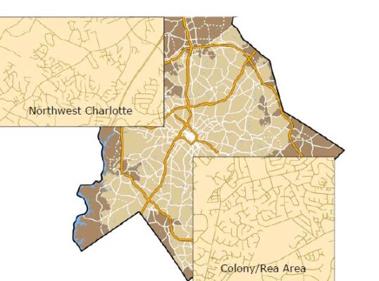 Unwalkable areas of Charlotte