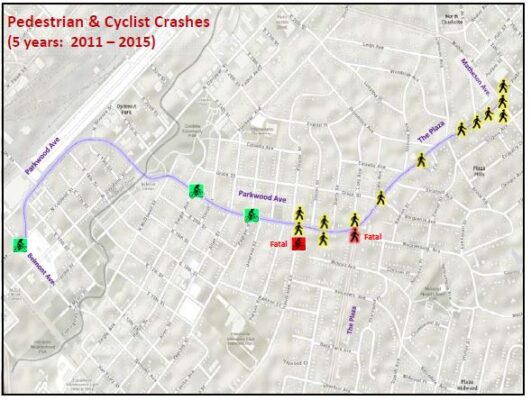 bike and pedestrian crashes map