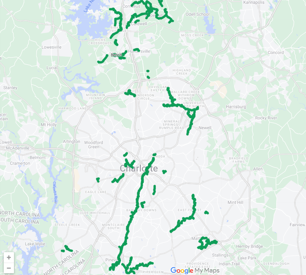 Charlotte Mecklenburg Greenway Map Screenshot